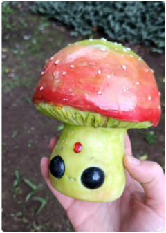 Art Doll Lalla, Mushroom Being with Ecomaterials - OOAK Fungus Sculpture