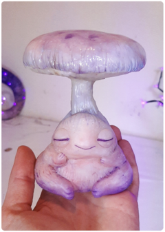 Art Doll PINYAN, Baby Mushroom Being Iridescent Pastel - Magic Fungus OOAK Sculpture