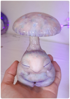 Art Doll PINYON, Baby Mushroom Being Iridescent Pastel - Magic Fungus OOAK Sculpture