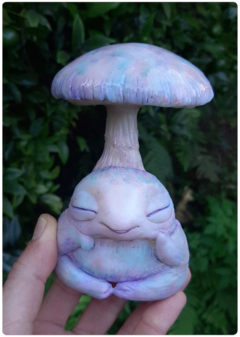 Art Doll PINYON, Baby Mushroom Being Iridescent Pastel - Magic Fungus OOAK Sculpture - online store