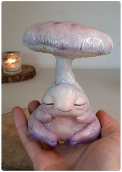 Art Doll PINYAN, Baby Mushroom Being Iridescent Pastel - Magic Fungus OOAK Sculpture - online store