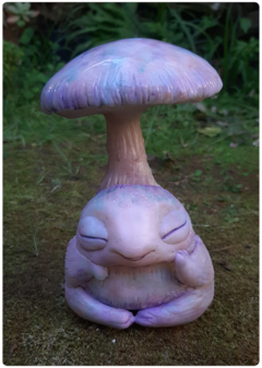 Art Doll PINYON, Baby Mushroom Being Iridescent Pastel - Magic Fungus OOAK Sculpture