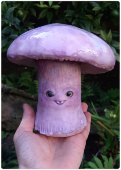 Art Doll LARA Mushroom Being - Iridescent Pastel - Magic Fungus OOAK Sculpture