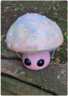 Image of Art Doll Sonyara, Mushroom Being with Ecomaterials - OOAK Fungus Sculpture