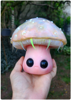 Art Doll Sonyara, Mushroom Being with Ecomaterials - OOAK Fungus Sculpture