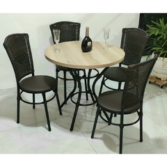 Conjunto de Mesa Treviso Madeirado 4 Cadeiras Roma