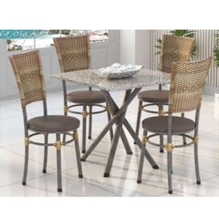 Conjunto de Mesa Sigma 4 Cadeiras Roma Junco Bananeira