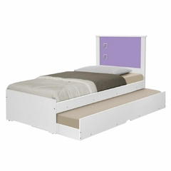 Cama Bibox Solteiro Barcelona Branco e Lilás