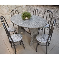 Conjunto de Mesa Coluna Granito 6 Cadeiras