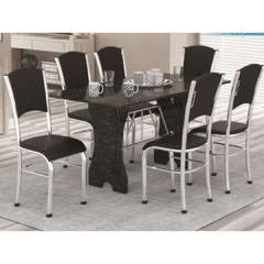 Conjunto de Mesa Coluna 6 Cadeiras Elegance Cromada