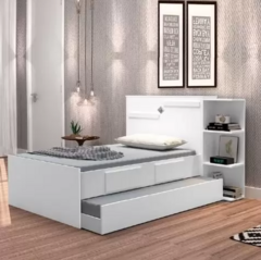 Cama Bella Solteiro Cabeceira Baú com cama auxiliar 0,88m 2Gavetas - comprar online