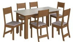 Conjunto Mesa Atlanta 6 Cadeiras Freijo Linho - comprar online