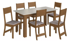 Conjunto Mesa Atlanta 6 Cadeiras Freijo Linho na internet