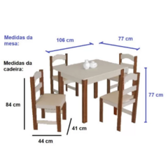 Mesa com 4 Cadeiras Madeira - Praiana Arauna Off - comprar online