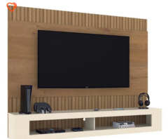 Painel Sala San Diego para TV até 65 Polegadas Canelato+3D Canelato/Off White - comprar online