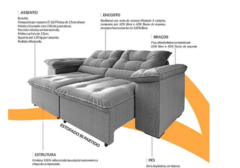 Estofado Barcelona 2.10 Metros Retratil Reclinável Mdm Grafite na internet
