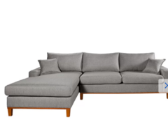 Sofa Living California 4 Lugares Chaise Lado Direito Revestido Linho Base Madeira:Cinza CINZA