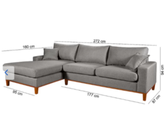 Sofa Living California 4 Lugares Chaise Lado Direito Revestido Linho Base Madeira:Cinza CINZA - Móveis a Pronta Entrega | BEM BARATO MÓVEIS E ESTOFADOS