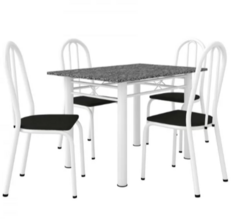 Conjunto Mesa e 4 Cadeiras Monique Artefamol Branco/preto - comprar online