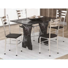 Conjunto de Mesa Coluna 4 Cadeiras Veneza Cromada