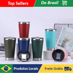 #102 - 473ml Stainless Steel Hot Coffee Beer Opener Hot Coffee Iced Premium Colors - Produto Pronta Entrega Brasil.