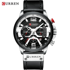 #00 - CURREN Casual Sport Watches for Men Top Brand Luxury Military Leather Wrist Watch Man Clock Fashion Chronograph Wristwatch - loja online