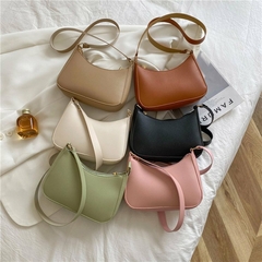 #115 - 2022 New Women's Fashion Handbags Retro Solid Color PU Leather Shoulder Underarm Bag Casual Women Hobos Handbags - loja online