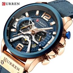 #00 - CURREN Casual Sport Watches for Men Top Brand Luxury Military Leather Wrist Watch Man Clock Fashion Chronograph Wristwatch