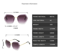 #107 - 2022 New Fashion Brand Design Vintage Rimless Pilot Sunglasses Women Retro Cutting Lens Gradient Sun Glasses Female UV400