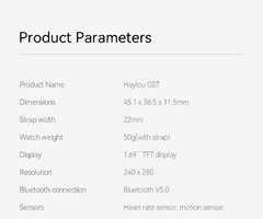 Imagem do #01 - HAYLOU GST Smart Watch Men Women Watch Blood Oxygen Heart Rate Sleep Monitor 12 Sport Models Custom Watch Face Global Version