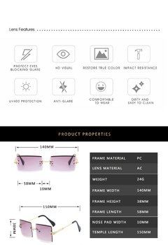 #110 - 2022 Retro Sunglasses Women Brand Designer Fashion Rimless Gradient Sun Glasses Shades Cutting Lens Ladies Frameless Eyeglasses - loja online