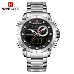 #04 - NAVIFORCE Luxury Original Men Sports Wrist Watch Gold Quartz Steel Waterproof Dual Display Clock Watches Relogio Masculino 9163 na internet