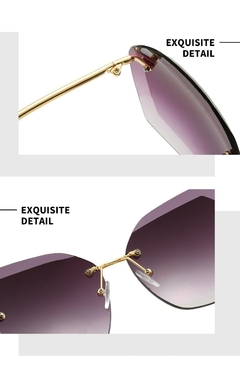 #107 - 2022 New Fashion Brand Design Vintage Rimless Pilot Sunglasses Women Retro Cutting Lens Gradient Sun Glasses Female UV400 - comprar online