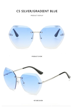 #107 - 2022 New Fashion Brand Design Vintage Rimless Pilot Sunglasses Women Retro Cutting Lens Gradient Sun Glasses Female UV400 - Petiscas da Shopee