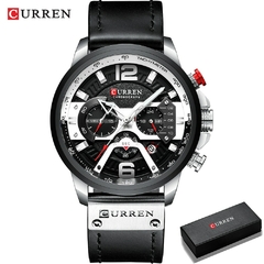 #00 - CURREN Casual Sport Watches for Men Top Brand Luxury Military Leather Wrist Watch Man Clock Fashion Chronograph Wristwatch