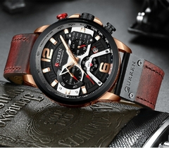 #00 - CURREN Casual Sport Watches for Men Top Brand Luxury Military Leather Wrist Watch Man Clock Fashion Chronograph Wristwatch - Petiscas da Shopee