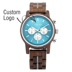 BOBOBIRD Wooden Men's Watch Top New Japanese Miyota Sports Chronograph Calendar Wristwatch Engraved Gift Box Relogio Masculino - Petiscas da Shopee