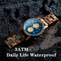 BOBOBIRD Wooden Men's Watch Top New Japanese Miyota Sports Chronograph Calendar Wristwatch Engraved Gift Box Relogio Masculino - Petiscas da Shopee