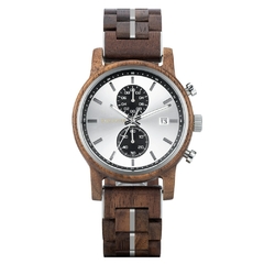 Imagem do BOBOBIRD Wooden Men's Watch Top New Japanese Miyota Sports Chronograph Calendar Wristwatch Engraved Gift Box Relogio Masculino