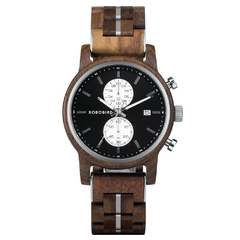 BOBOBIRD Wooden Men's Watch Top New Japanese Miyota Sports Chronograph Calendar Wristwatch Engraved Gift Box Relogio Masculino