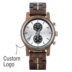 Imagem do BOBOBIRD Wooden Men's Watch Top New Japanese Miyota Sports Chronograph Calendar Wristwatch Engraved Gift Box Relogio Masculino