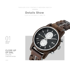 BOBOBIRD Wooden Men's Watch Top New Japanese Miyota Sports Chronograph Calendar Wristwatch Engraved Gift Box Relogio Masculino - comprar online