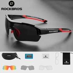 #111 - ROCKBROS Polarized Cycling Glasses Men Sports Sunglasses Road MTB Mountain Bike Bicycle Riding Protection Goggles Eyewear 5 Lens