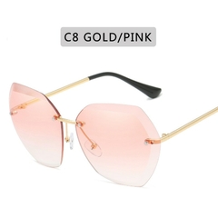 #107 - 2022 New Fashion Brand Design Vintage Rimless Pilot Sunglasses Women Retro Cutting Lens Gradient Sun Glasses Female UV400 na internet