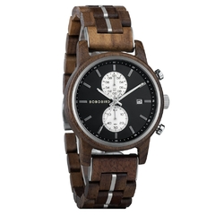 BOBOBIRD Wooden Men's Watch Top New Japanese Miyota Sports Chronograph Calendar Wristwatch Engraved Gift Box Relogio Masculino