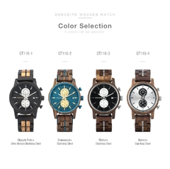 Imagem do BOBOBIRD Wooden Men's Watch Top New Japanese Miyota Sports Chronograph Calendar Wristwatch Engraved Gift Box Relogio Masculino