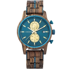 BOBOBIRD Wooden Men's Watch Top New Japanese Miyota Sports Chronograph Calendar Wristwatch Engraved Gift Box Relogio Masculino - loja online