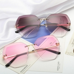 #107 - 2022 New Fashion Brand Design Vintage Rimless Pilot Sunglasses Women Retro Cutting Lens Gradient Sun Glasses Female UV400 na internet