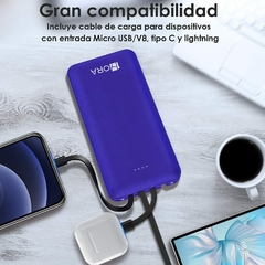 1 Hora Power Bank GAR148 10000 mah Ultra Slim de Bateria Portatil con 4 Cables Incorporados Roja - wildraptor videojuegos