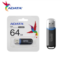 Memoria USB Adata C906, 64GB, USB 2.0, Lectura 30 MB/s, Escritura 8 MB/s, Blanco,Negro, Azul ,Rosa